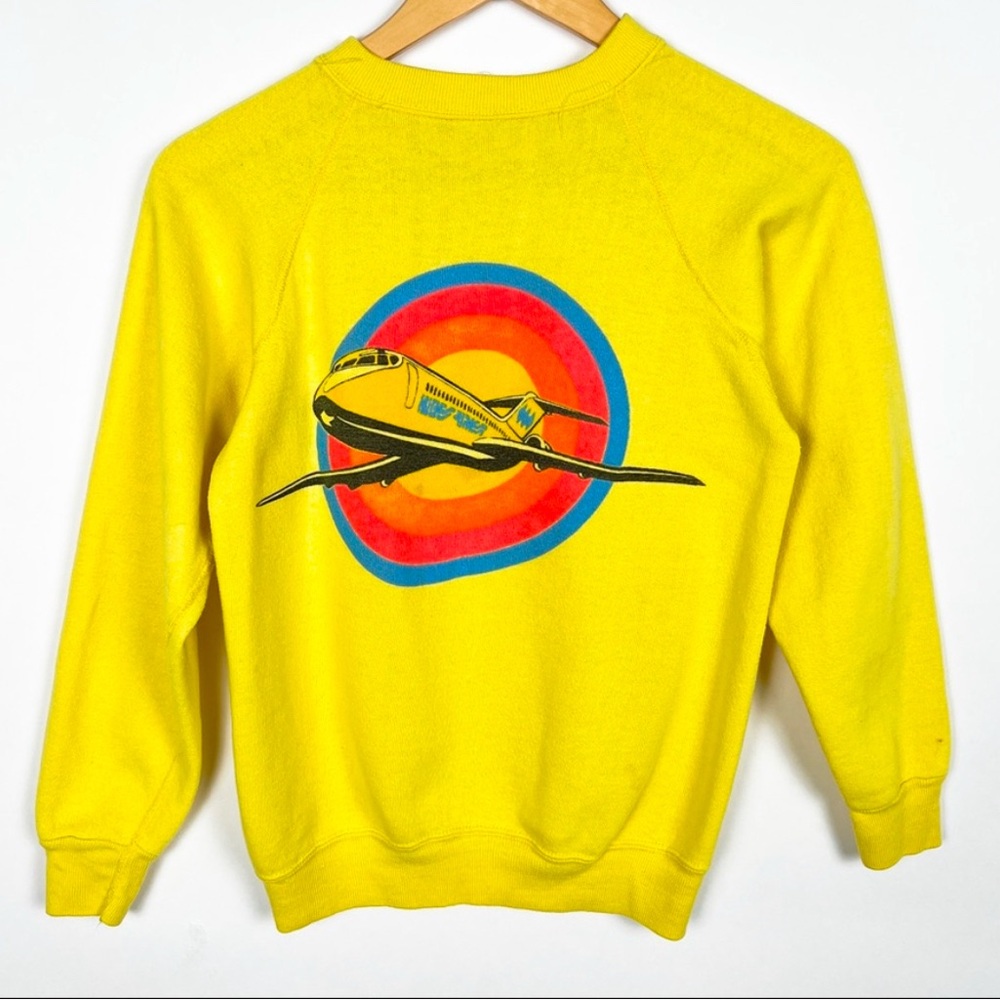 Vintage 70s hughes airwest flight airline Howard Hughes yellow sweater